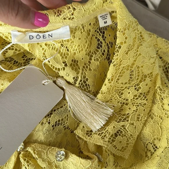 ⚡️⚡️⚡️SOLD⚡️⚡️⚡️⚡️⚡️NWT Doen Sohana yellow lace midi dress Size M - Picture 14 of 14